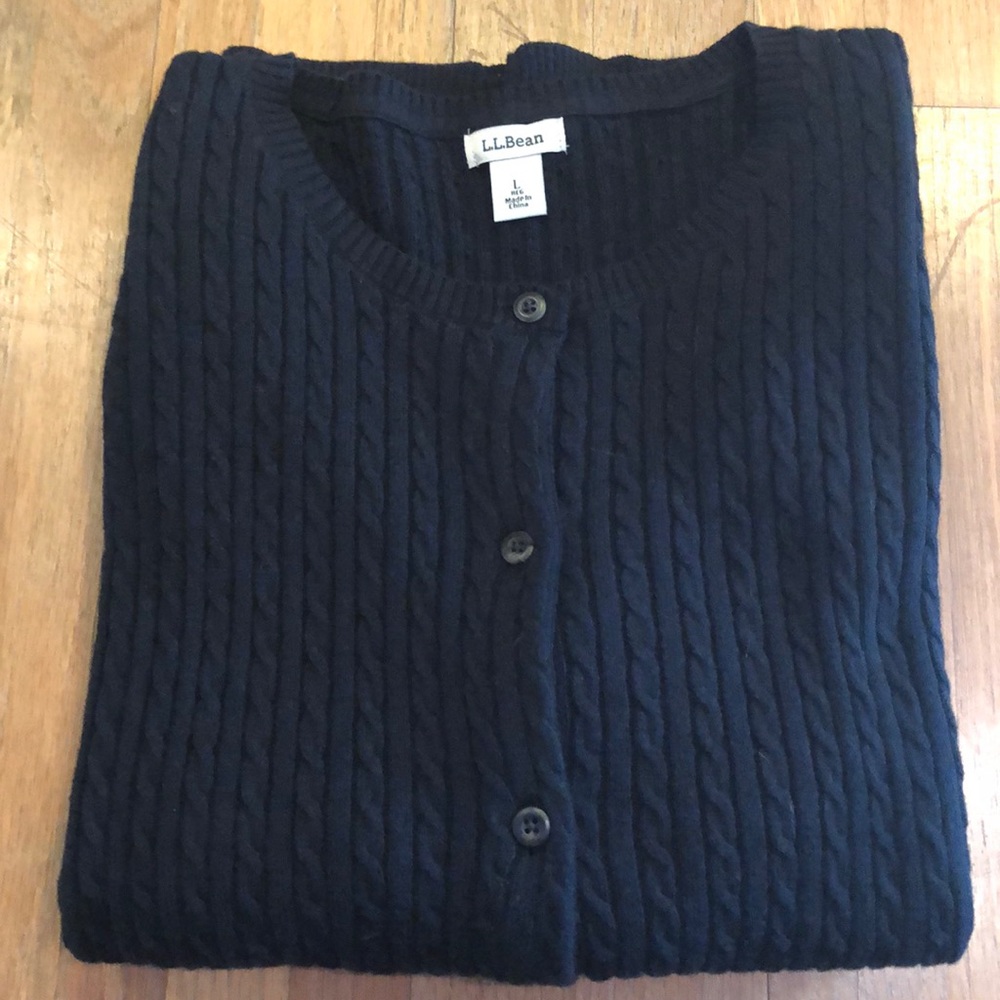 🌻L.L. BEAN BUTTON DOWN CARDIGAN LARGE🌻BLACK